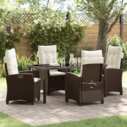 Set da Pranzo per Giardino con cuscino 5 pcs Marrone polyrattan 3380382