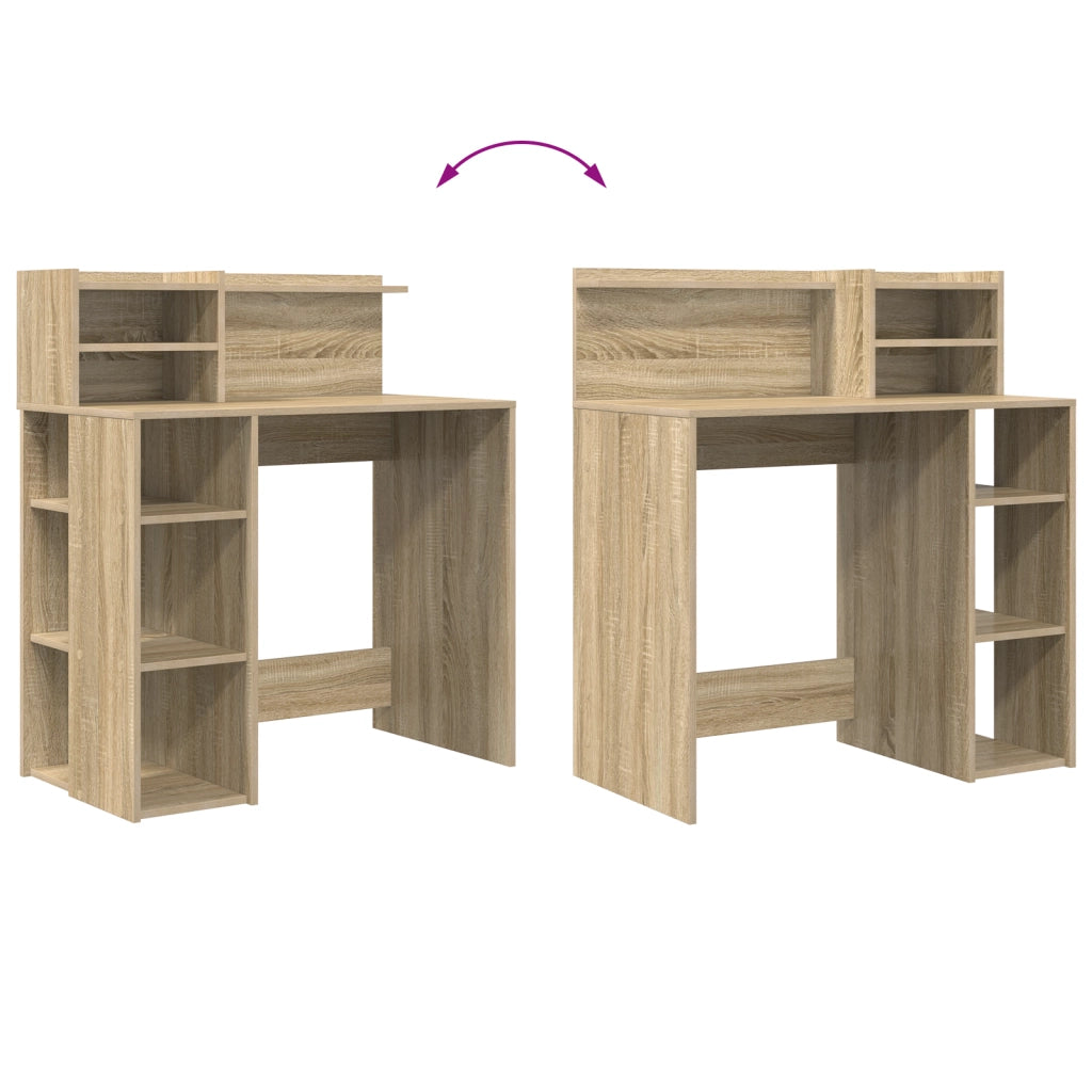 Scrivania con Storage Rovere Sonoma 90x48x101.5 cm Legno ingegnerizzato