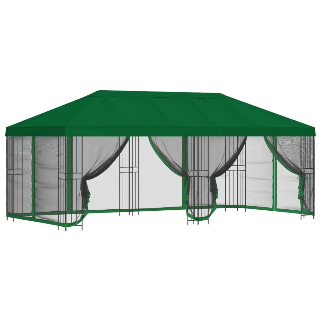 Gazebo con pareti laterali 6 x 3 m Verde Poliestere e Acciaio 3375998