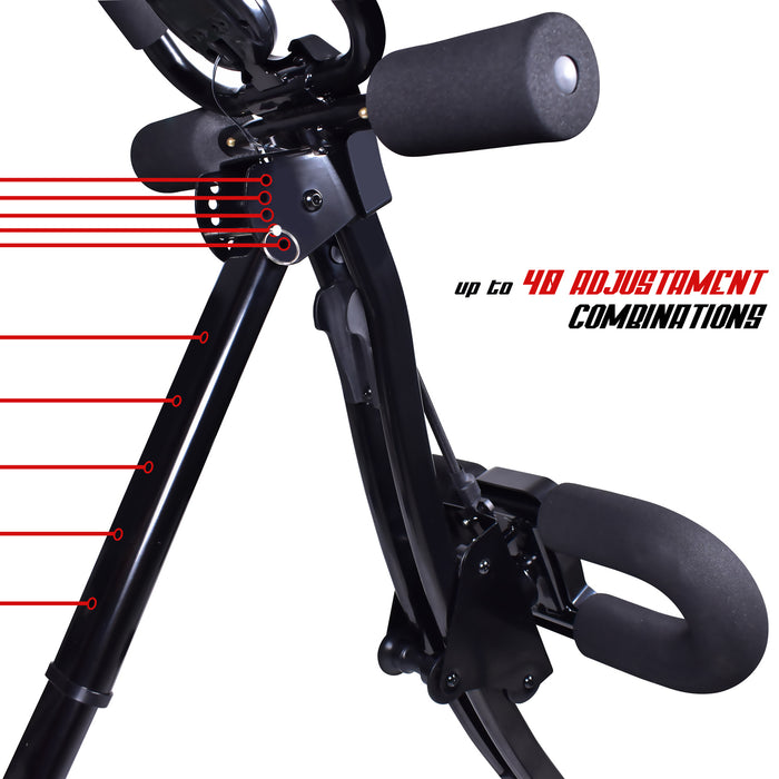 Boudech - AB Trainer Pro 2.0 - Panca Crunch da fitness per addominali alti, bassi frontali e laterali con bande elastiche per pettorali e bicipiti