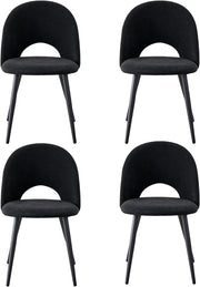 GrandCA HOME Set di 4 Sedie da Pranzo, Moderne Sedie da Cucina Imbottite con Gambe in Metallo, Adatte a Sale da Pranzo, Soggiorni e Camere da Letto - Nero