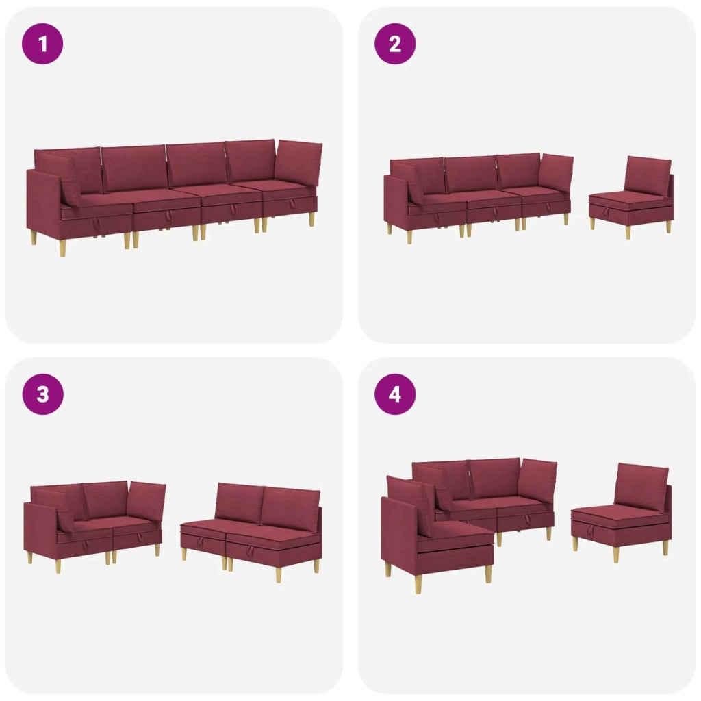Set di divani modulari con spazio di archiviazione 4 pcs