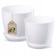 Vaso da fiori KADAX, coprivaso, 18+20 cm, supporto per fiori, plastica bianca, 2 pezzi.