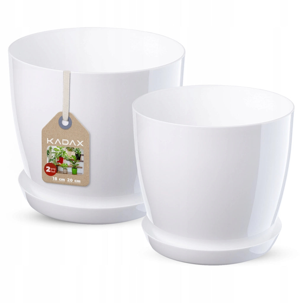 Vaso da fiori KADAX, coprivaso, 18+20 cm, supporto per fiori, plastica bianca, 2 pezzi.