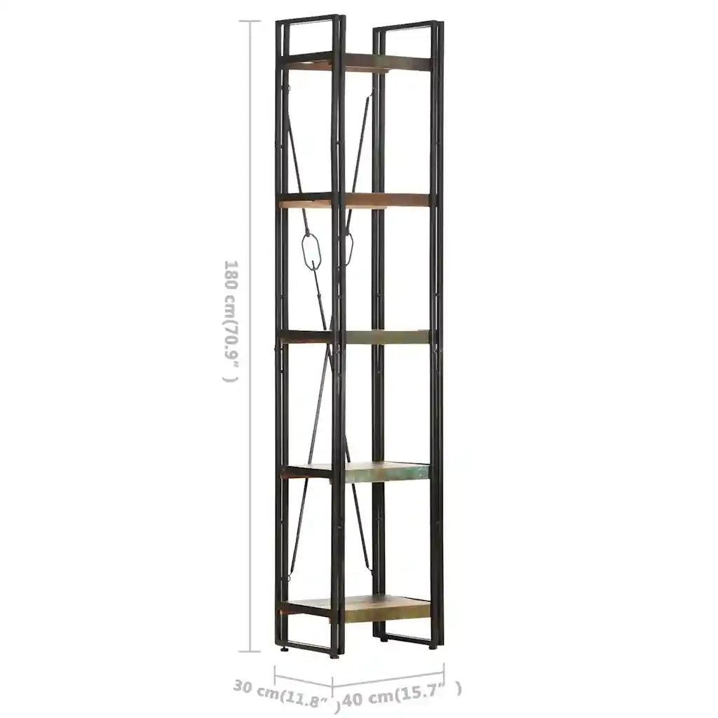 Libreria a 5 Ripiani 40x30x180cm in Massello di Recupero 320629