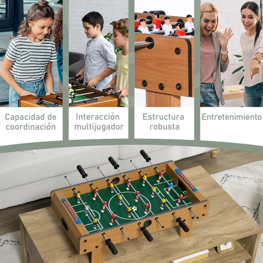Tavolo da calcio balilla in legno con segnapunti ¨C Minimal ¨C 69x36,5x22 cm naturale