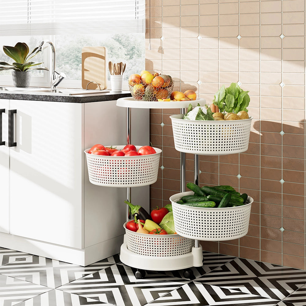Carrello da Cucina Acciaio Inossidabile 4 Ripiani Apribili Carrellino Salvaspazio