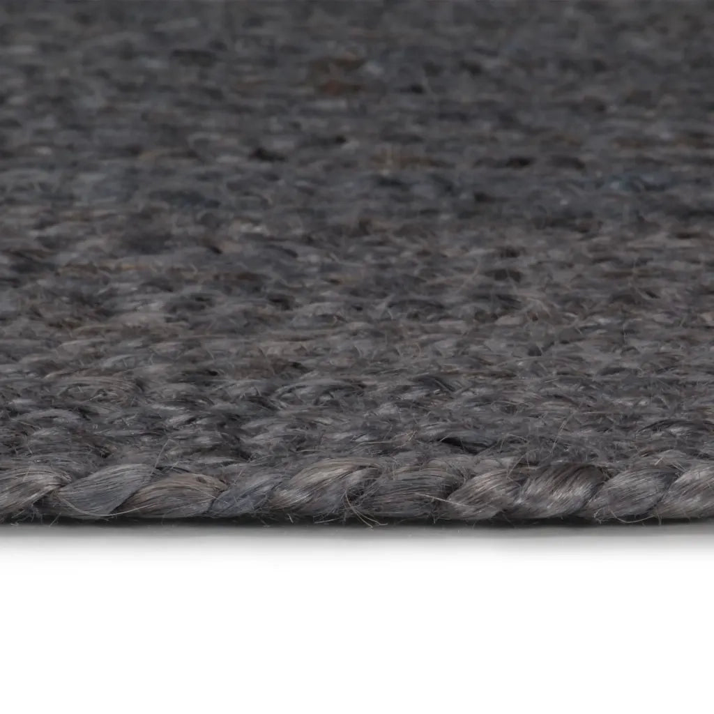 Tappeto Lavorato a Mano in Juta Rotondo 90 cm Grigio Scuro 133665