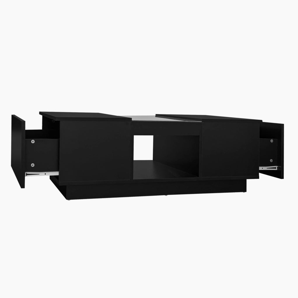 Tavolino da caffè con LED e controllo APP 100 x 50 x 35;5 cm; nero; in truciolare e vetro