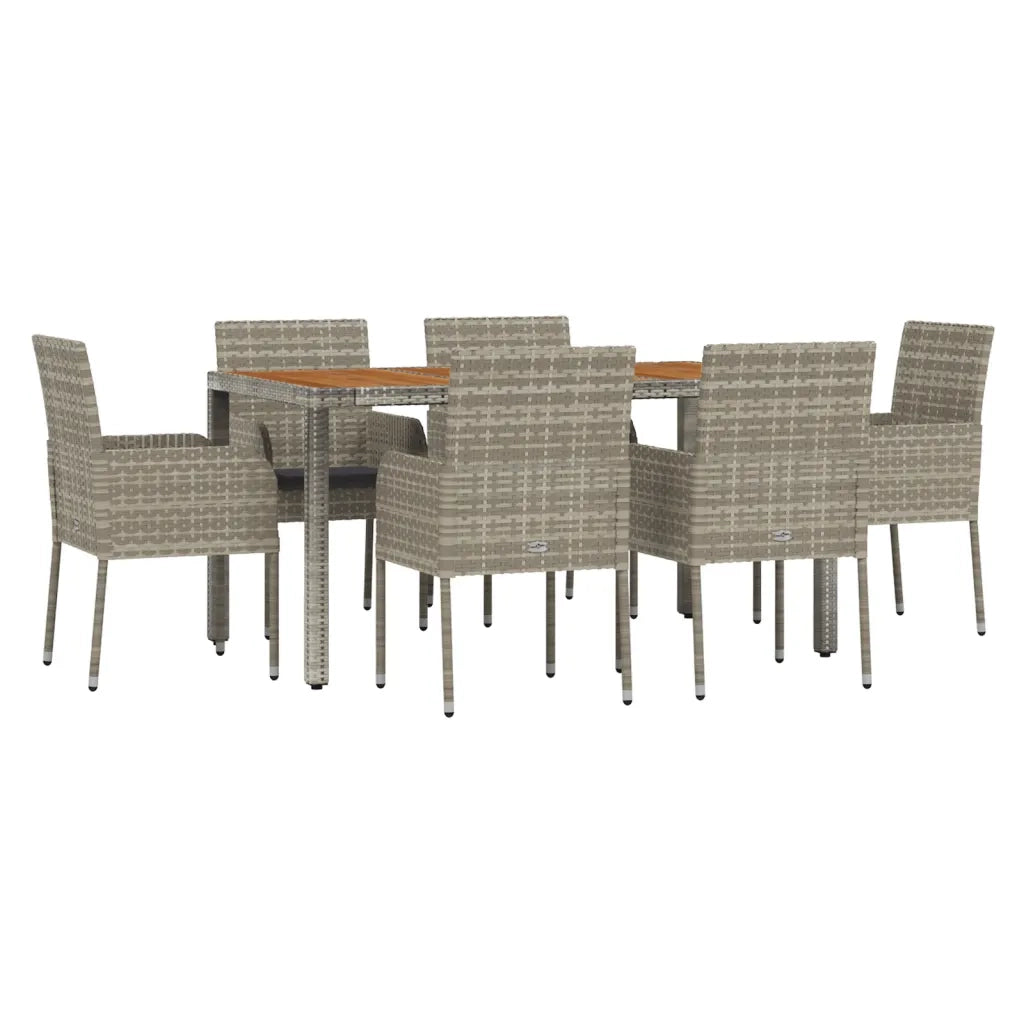 Set da Pranzo da Giardino 7 pz con Cuscini in Polyrattan Grigio 3185020