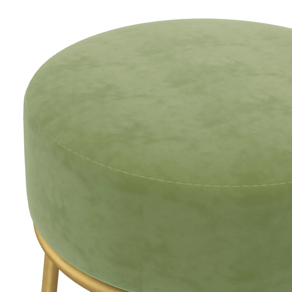 Sgabello Rotondo Verde Senape in Velluto 340262