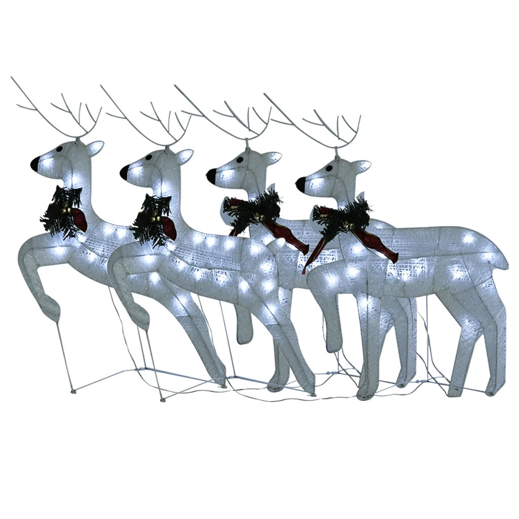Renne di Natale 4 pz Bianche 80 LED CFW7435366