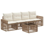 Set Divano da Giardino 5 pcs Beige e Bianco Crema polyrattan