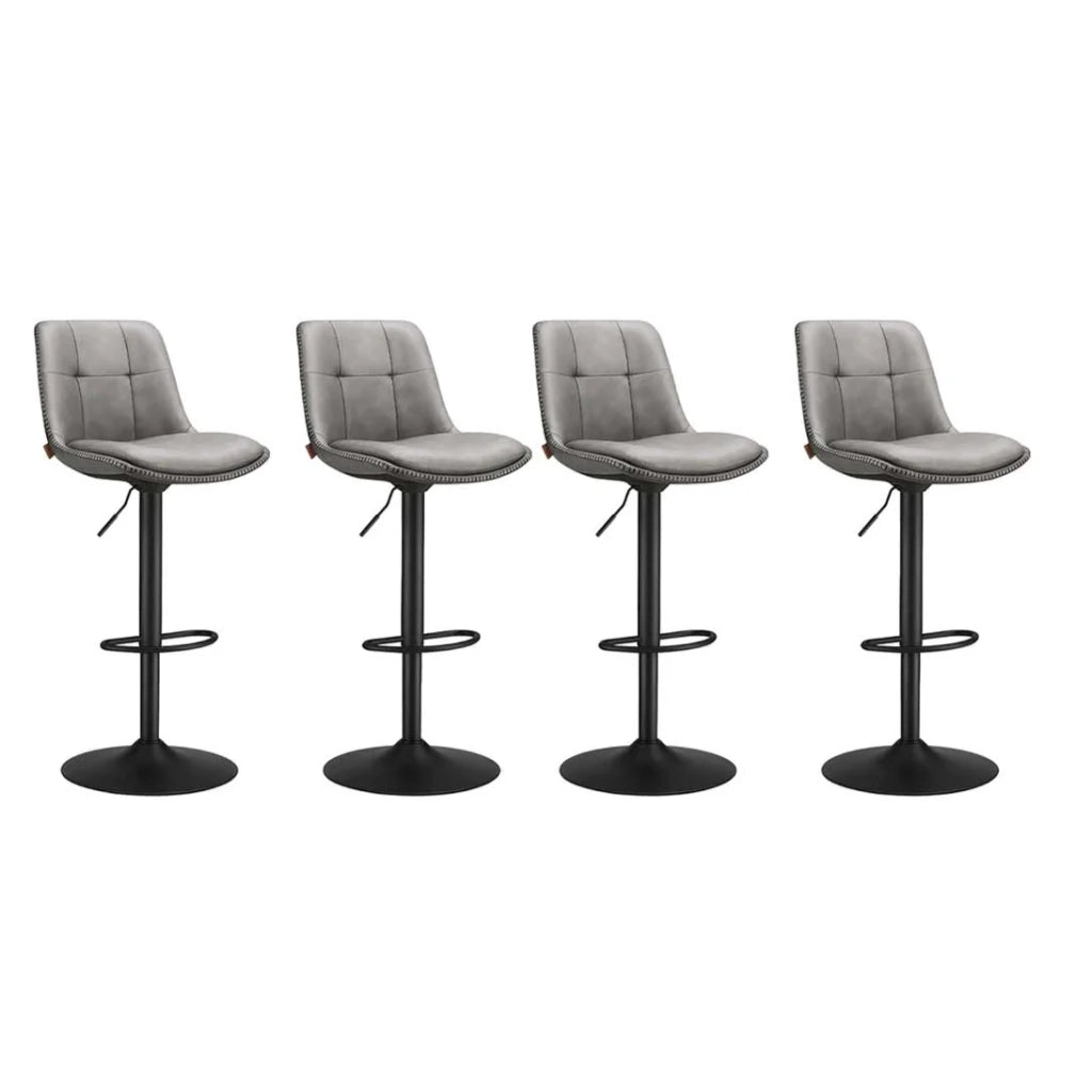 Set di 4 sgabelli da bar sedie da cucina sedute girevoli con altezza regolabile rivestimento in PU schienale e poggiapiedi bancone da pranzo acciaio grigio 12_0007744