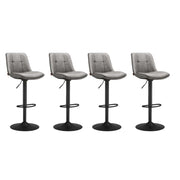 Set di 4 sgabelli da bar sedie da cucina sedute girevoli con altezza regolabile rivestimento in PU schienale e poggiapiedi bancone da pranzo acciaio grigio 12_0007744