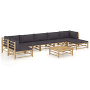 Set Divani da Giardino 8 pz con Cuscini Grigio Scuro in BambÃ¹ cod mxl 44351