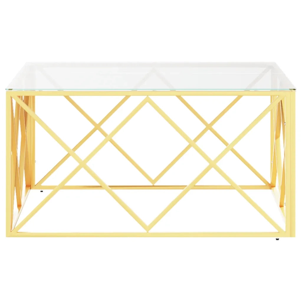 Tavolino da Salotto-Tavolino da soggiorno-Tavolo 80x80x40 cm in Acciaio Inox e Vetro 279791