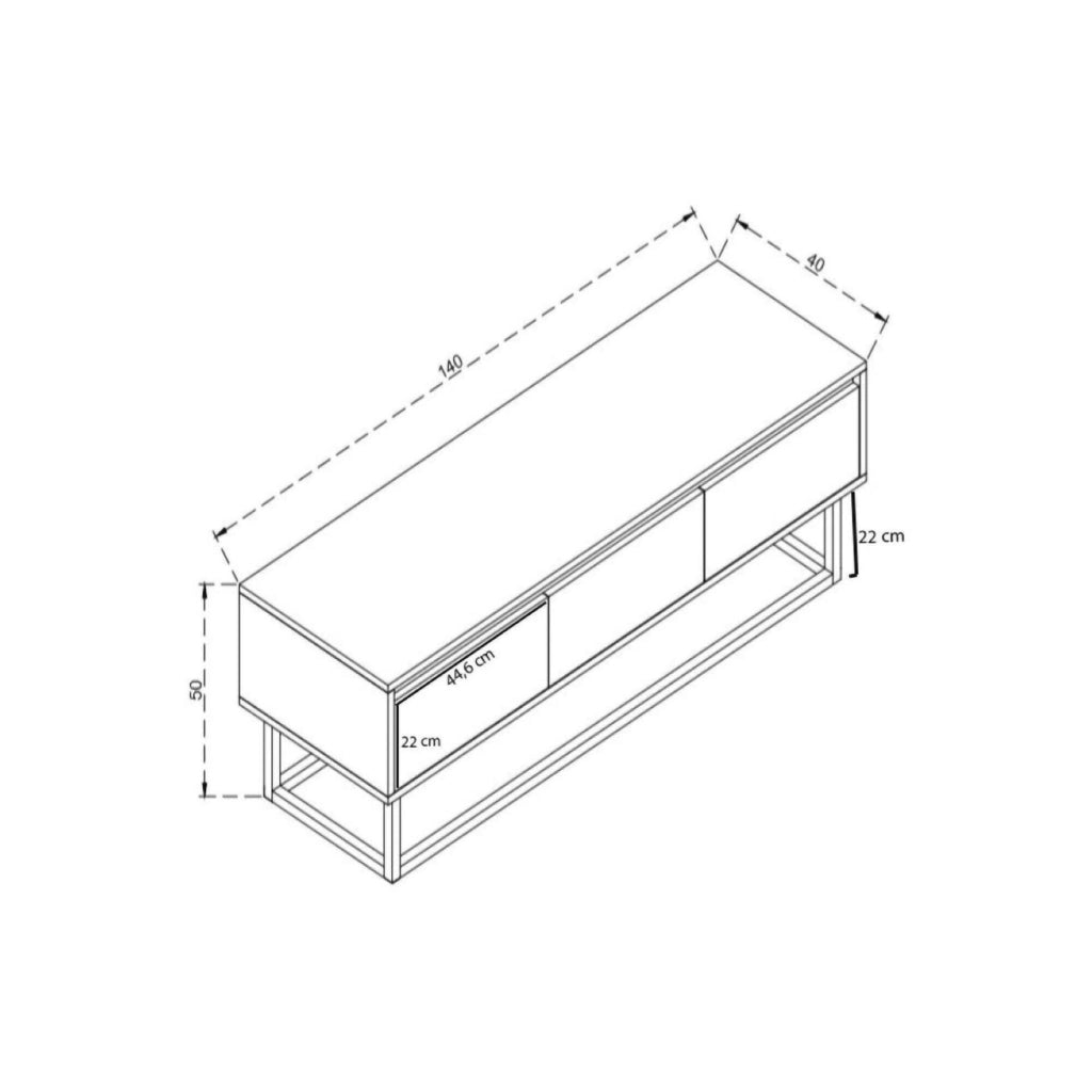 Mobile porta TV Ignazia, Credenza da soggiorno, Armadio basso per TV, Base parete attrezzata, 140x40h50 cm, Quercia e Nero