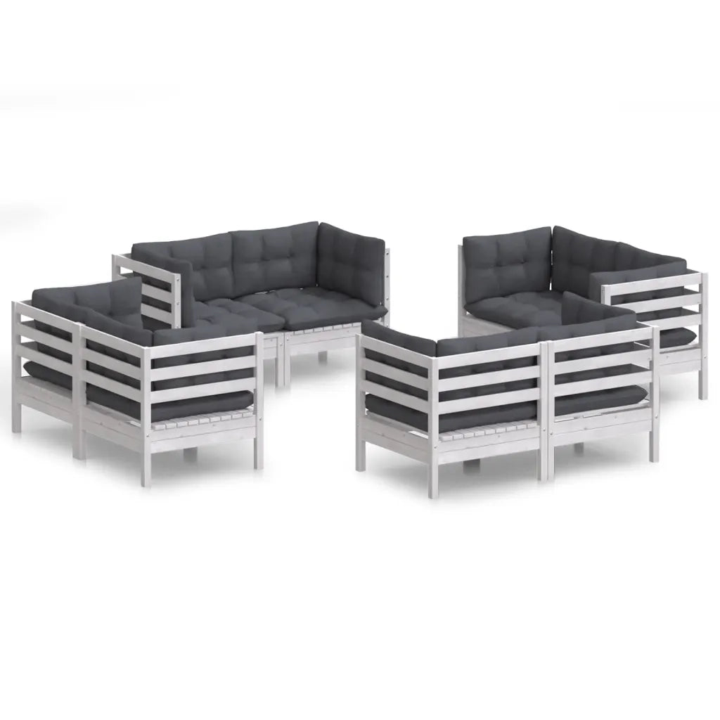 Set Divani da Giardino 8 pz e Cuscini Antracite Legno di Pino 3096059