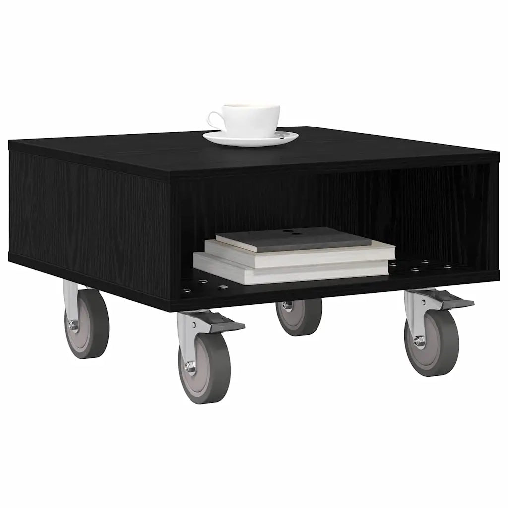 Tavolino con Ruote Rovere Nero 50,5 x 50 x 30 cm 891025