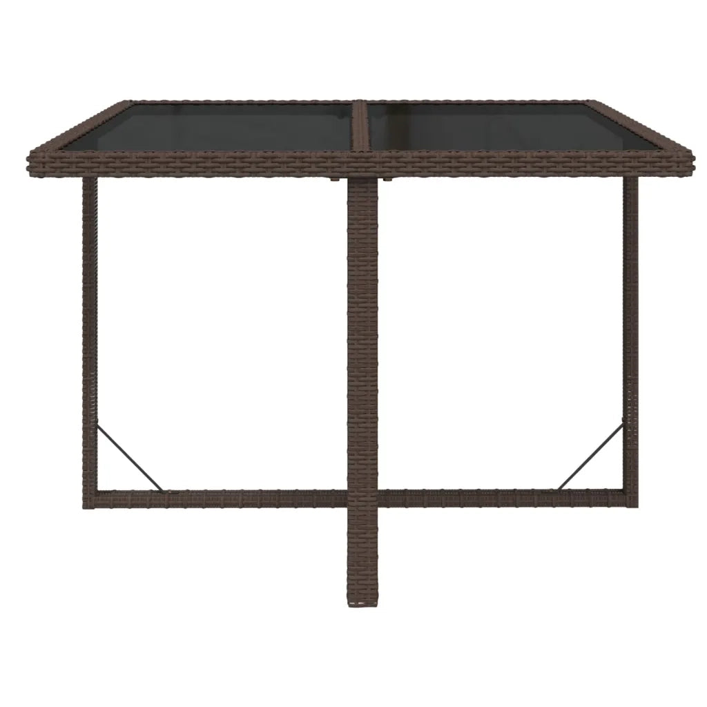 Tavolo da Giardino Marrone 109x107x74 cm in Polyrattan e Vetro 316788