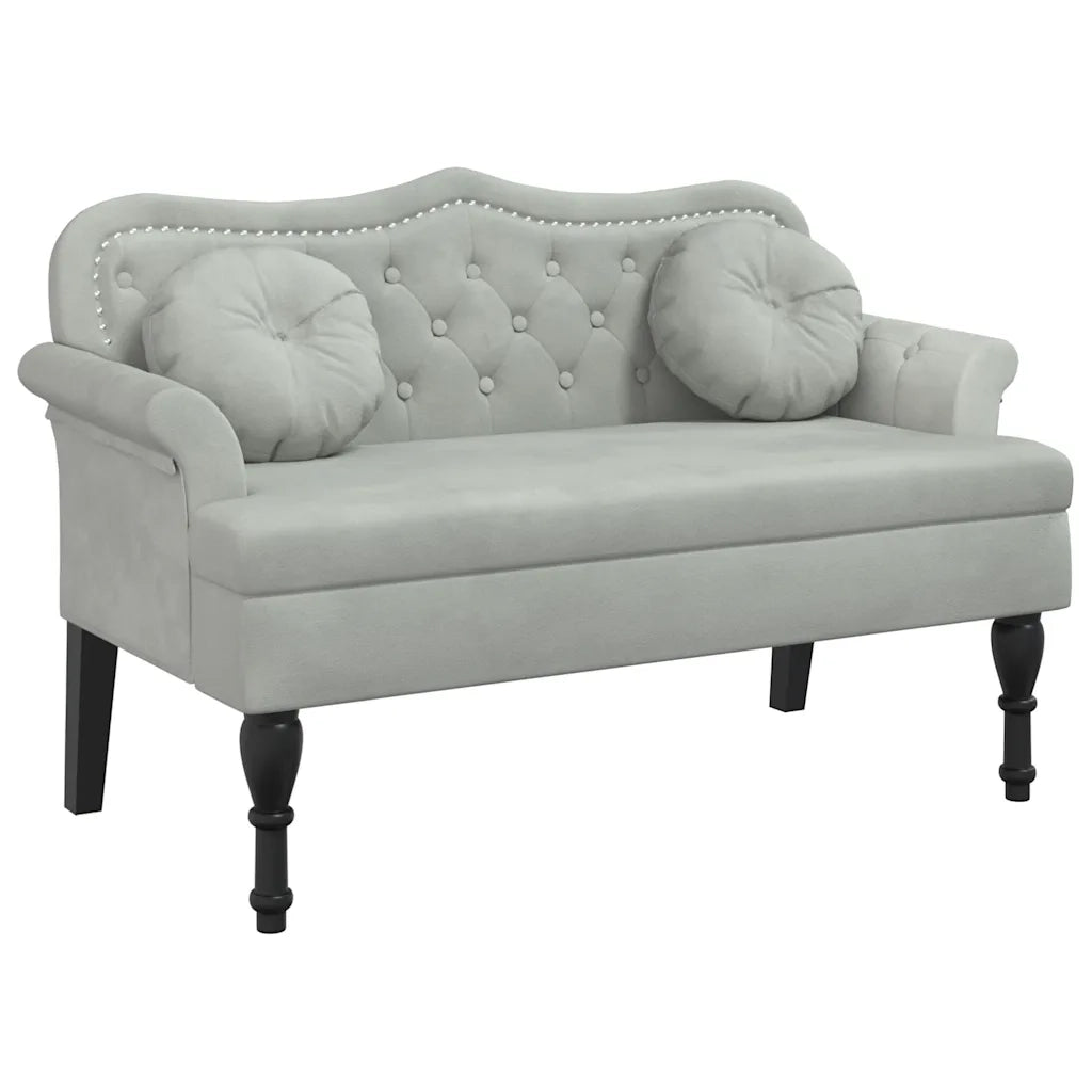 Panca con Cuscini Grigio Chiaro 120,5x65x75 cm Velluto CFW4660266