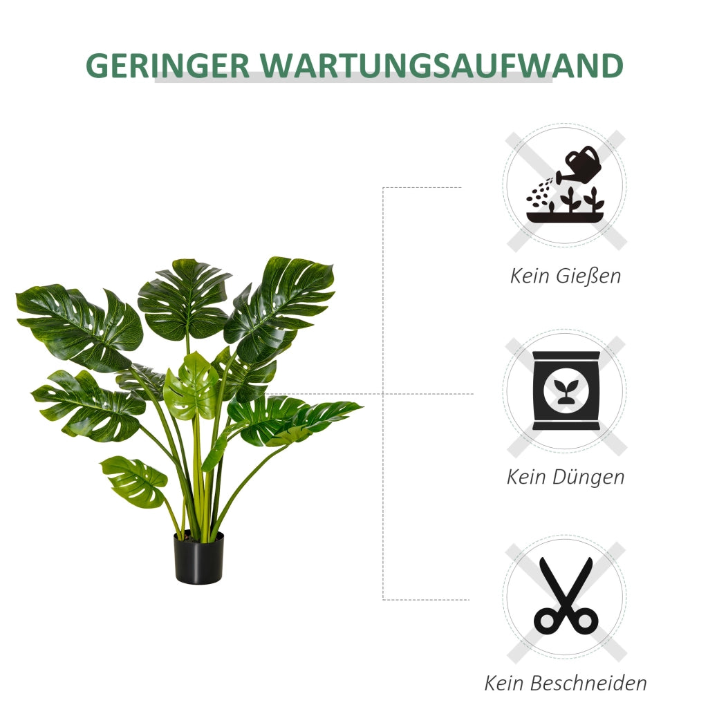 Pianta artificiale Monstera 110 cm con vaso in plastica, decorazione per interni ed esterni