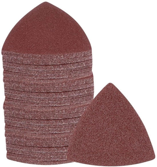 Sandpaper, muis a triangolare, granulometria 80, 3-1/8 pollici, haken e anello, ordinato per tipo - per la lustratura di mobili, legno, vetro - abrasivo con chiodi in alluminio ossidato.