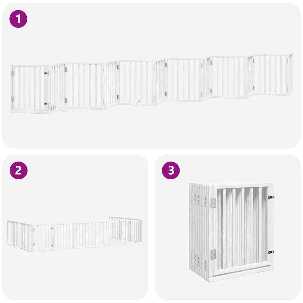 Cancelletto di sicurezza per animali domestici porta pieghevole 12 pannelli legno di pioppo bianco 02_0023166