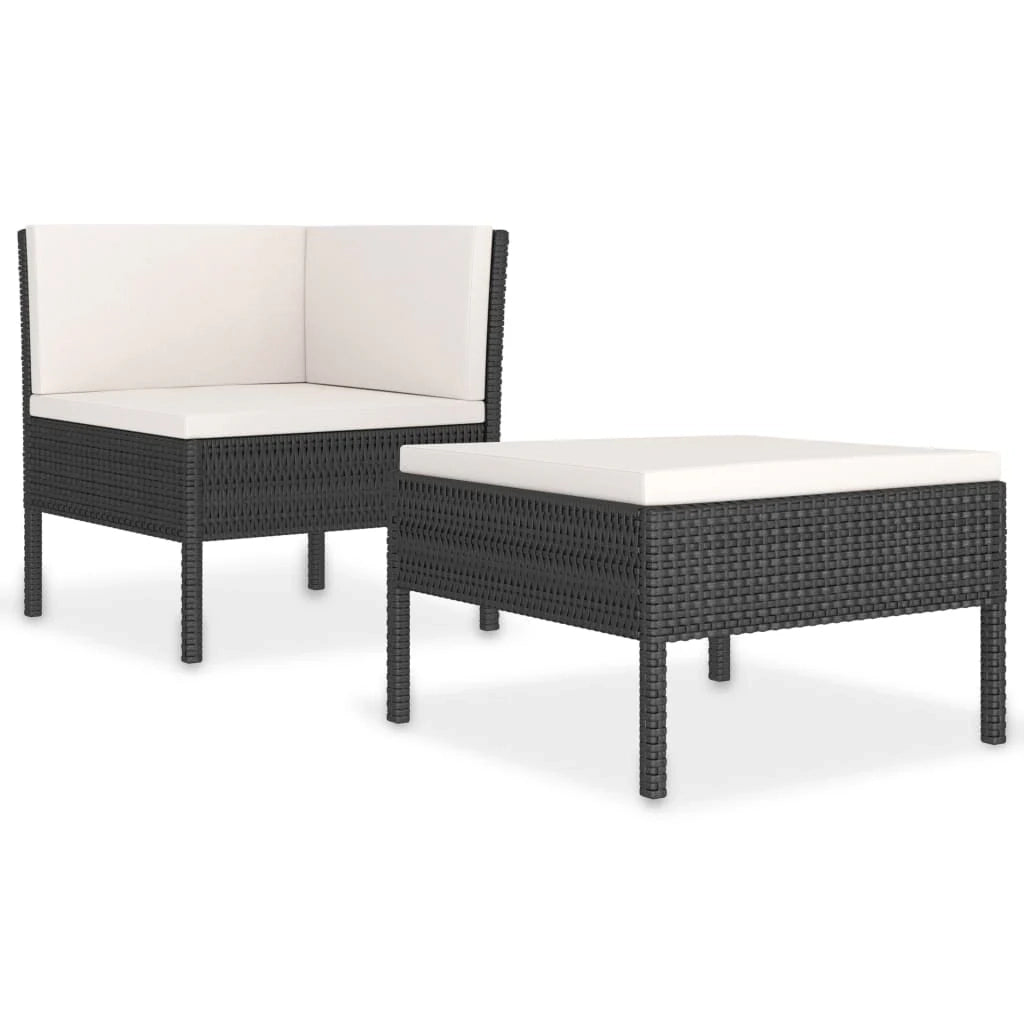 Set di mobili da giardino mobili da esterno set da 2 pezzi con cuscini resina intrecciata nera 02_0015906
