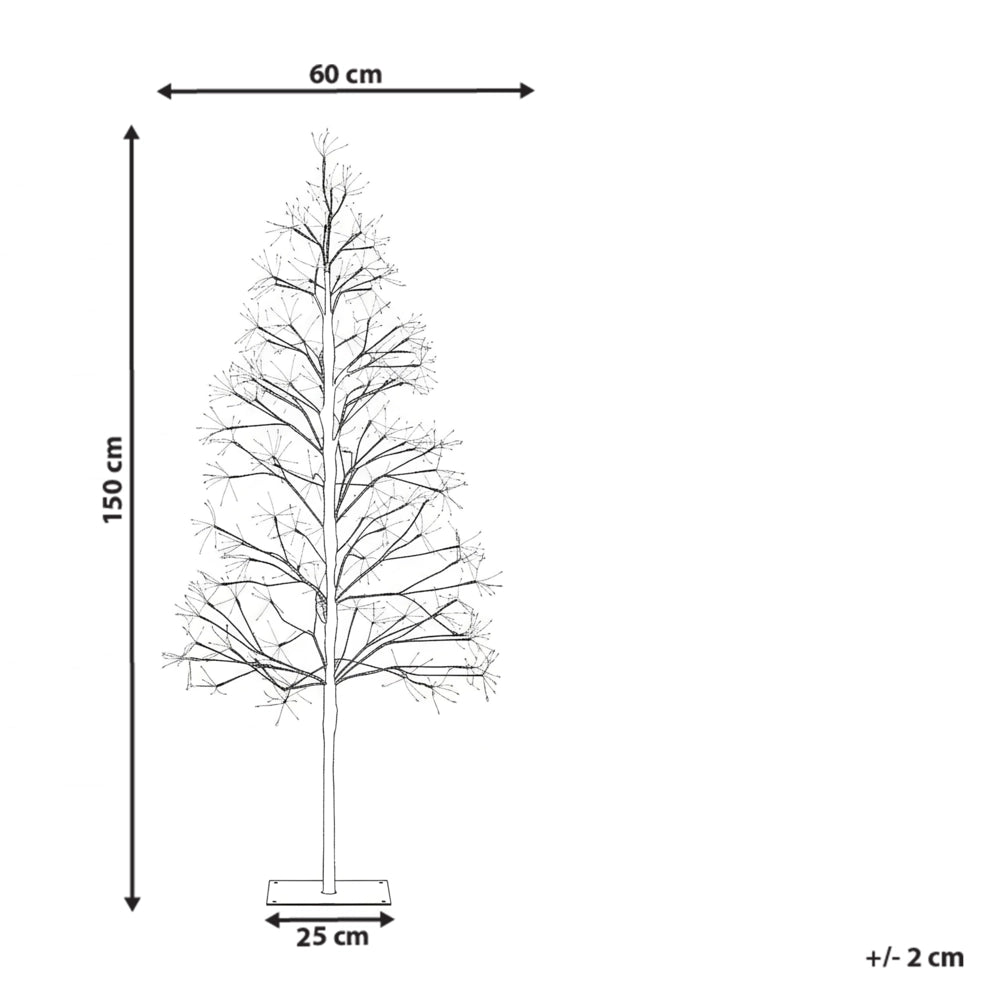 Albero di Natale Artificiale Marrone PE 150 cm Luci LED 9 tipi Christmas Vibe Moderno Outdoor & Indoor