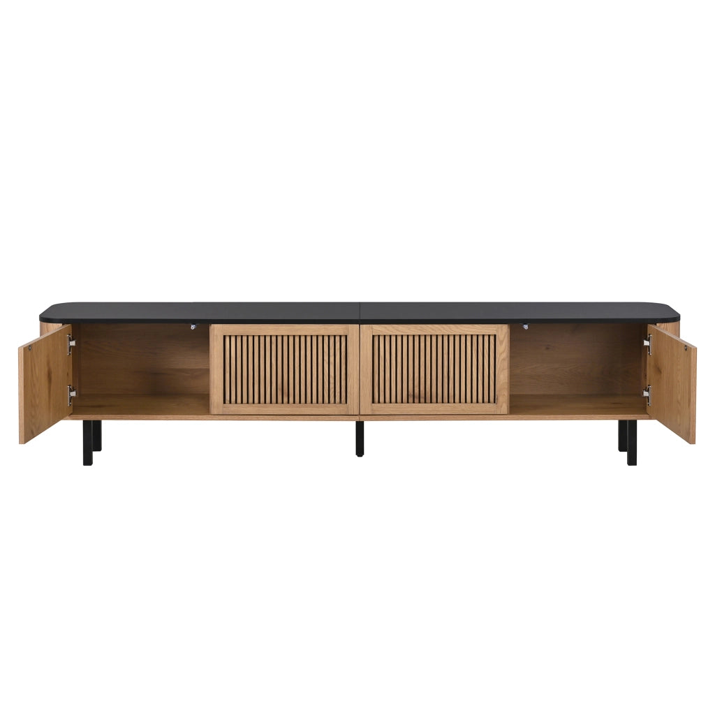 Mobile Porta TV Moderno 190 cm Rovere e Nero con Ante a Griglia