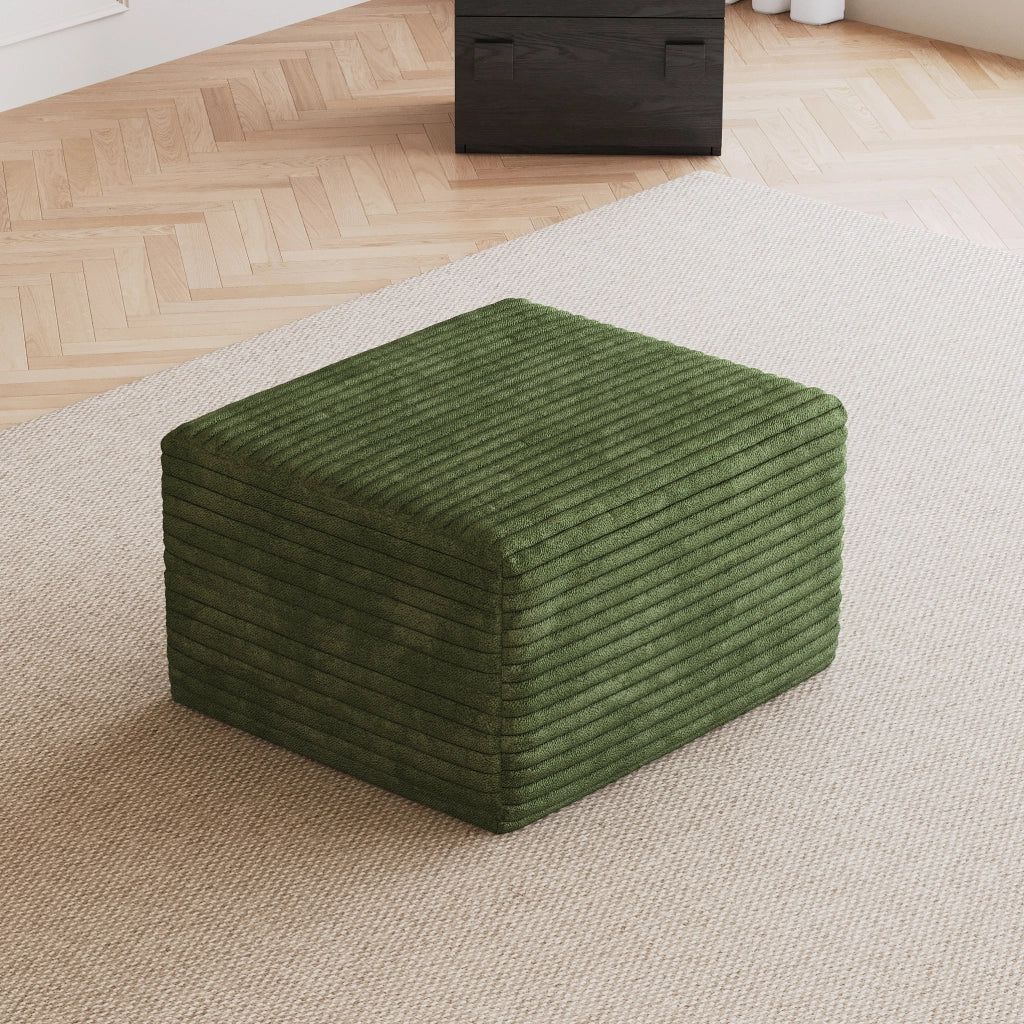 Pouf modulare con seduta morbida, senza montaggio, in tessuto, Verde