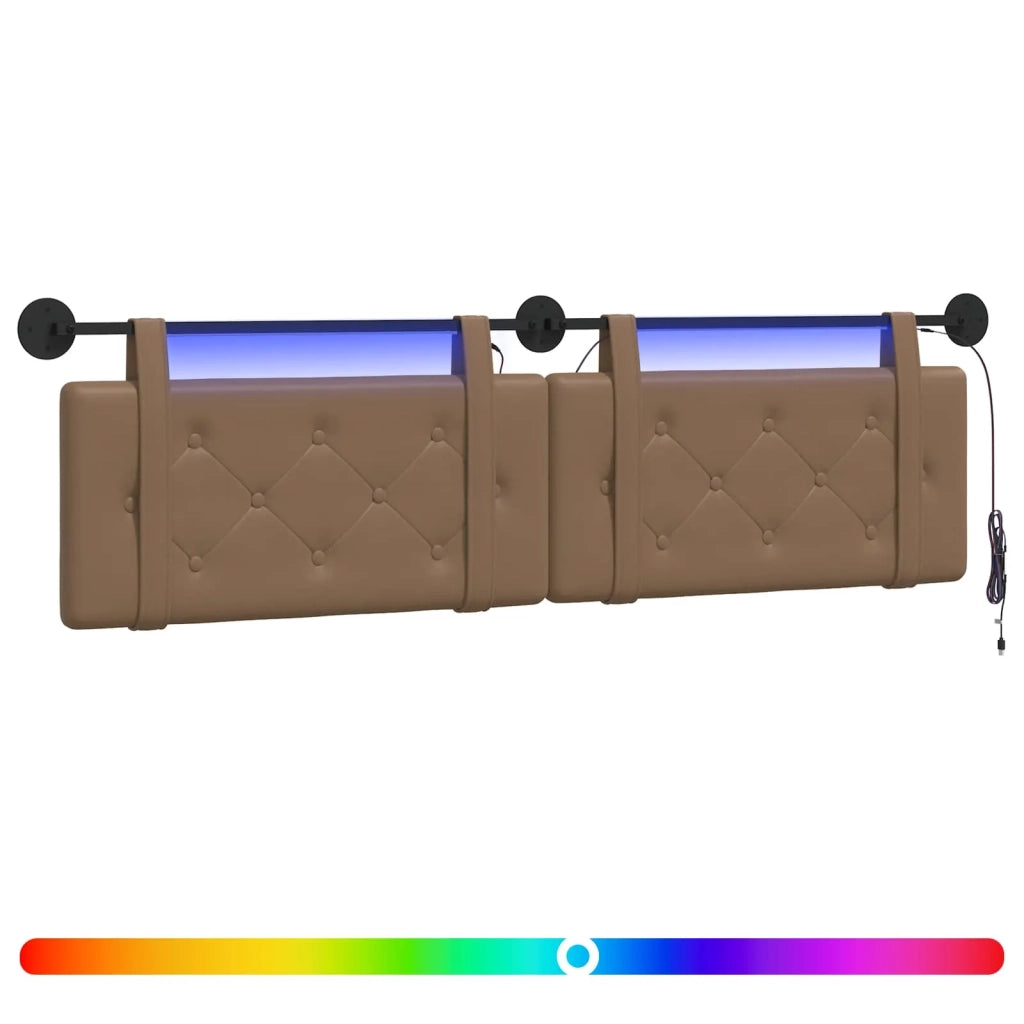Testiera | Testata sospesa Con luce LED Cappuccino Similpelle
