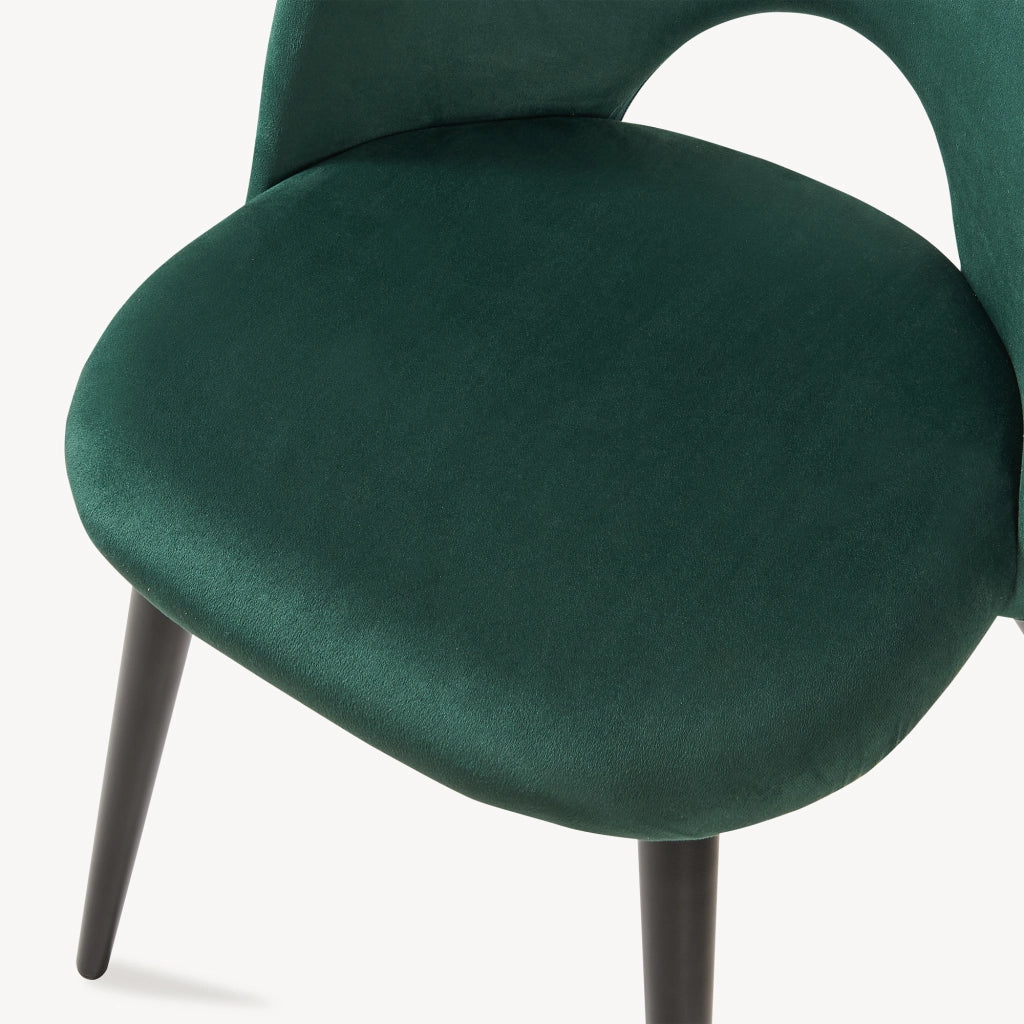 Set Karijoki di 4 Sedie Imbottite da Sala Pranzo Effetto Velluto - Verde Scuro / Nero [en.casa]