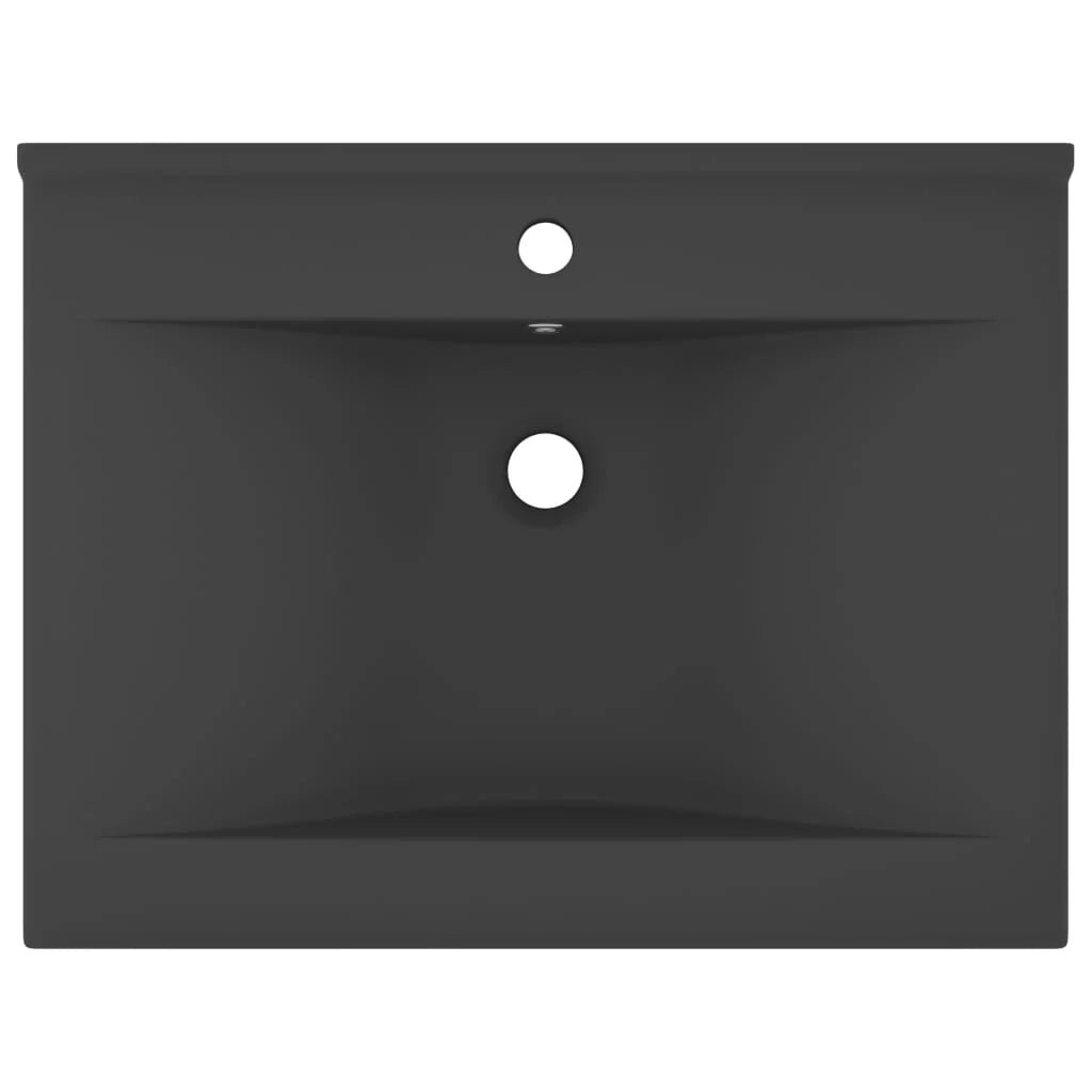 Lavabo da bagno con foro per rubinetto 60x46 cm ceramica grigio scuro opaco 02_0002769