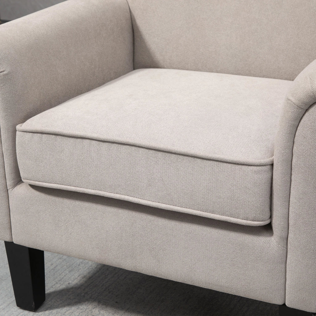 Poltrona d'Arredo in Stile Nordico con Braccioli, in Legno e Poliestere, 79x78x87 cm, Grigio e Marrone