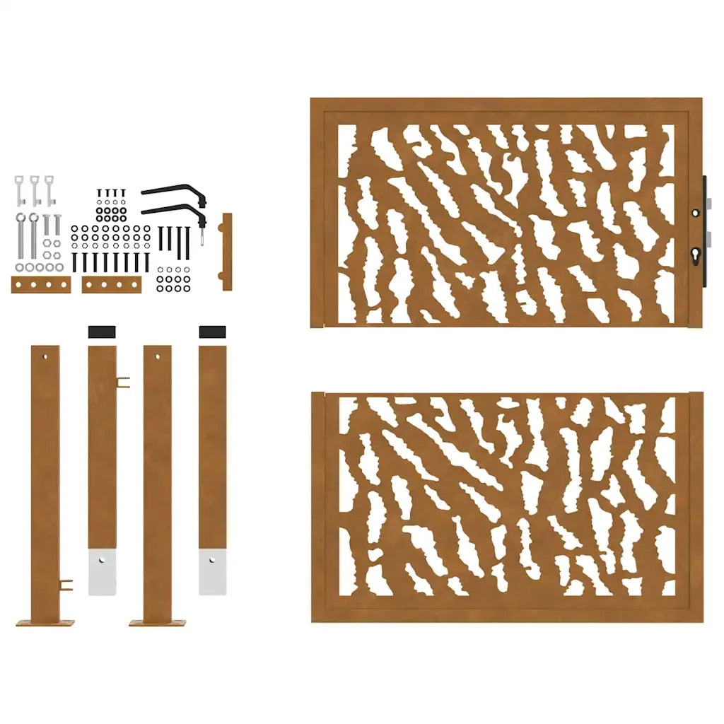 vidaXL Cancello da Giardino 105x105 cm Acciaio Corten Design a Traccia