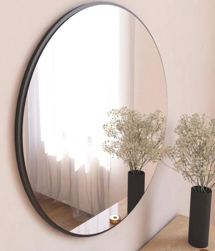 Specchio in legno "Ozze" - 60 x 60 cm - Nero