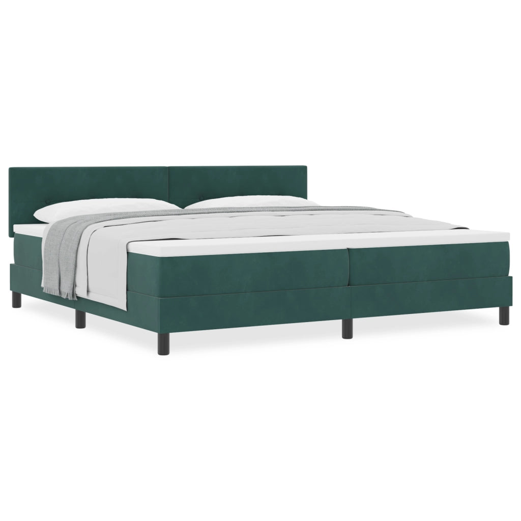 Letto Box Spring con Materasso Verde Scuro 200x200 cm Velluto