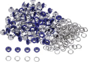 Kit di Tasselli di Transito per Abbigliamento e Scarpe Progetto DIY - Metallo - Blu Scuro - Set da 100 - 3mm Foro - Strumento per Tasselli di Occhiello