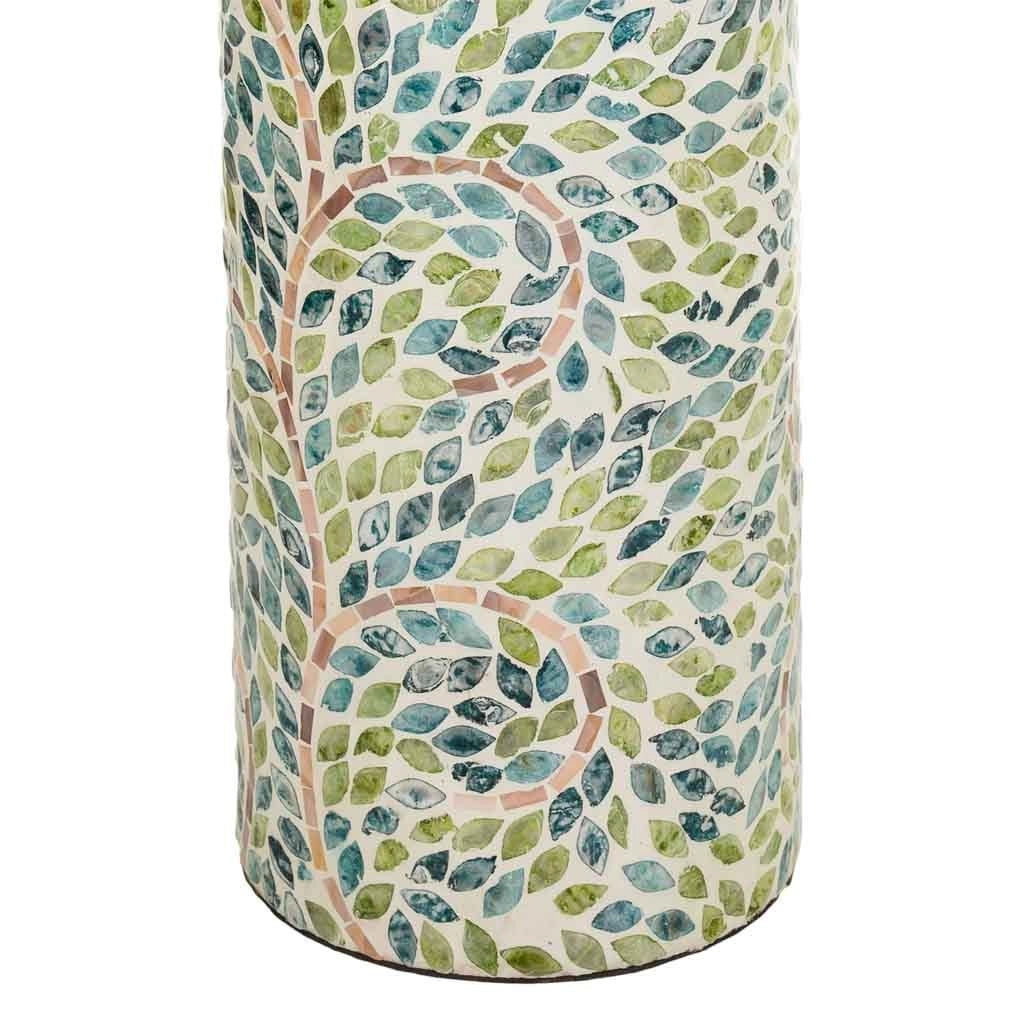 Paragüero de capiz verde estampado D20x56h cm
