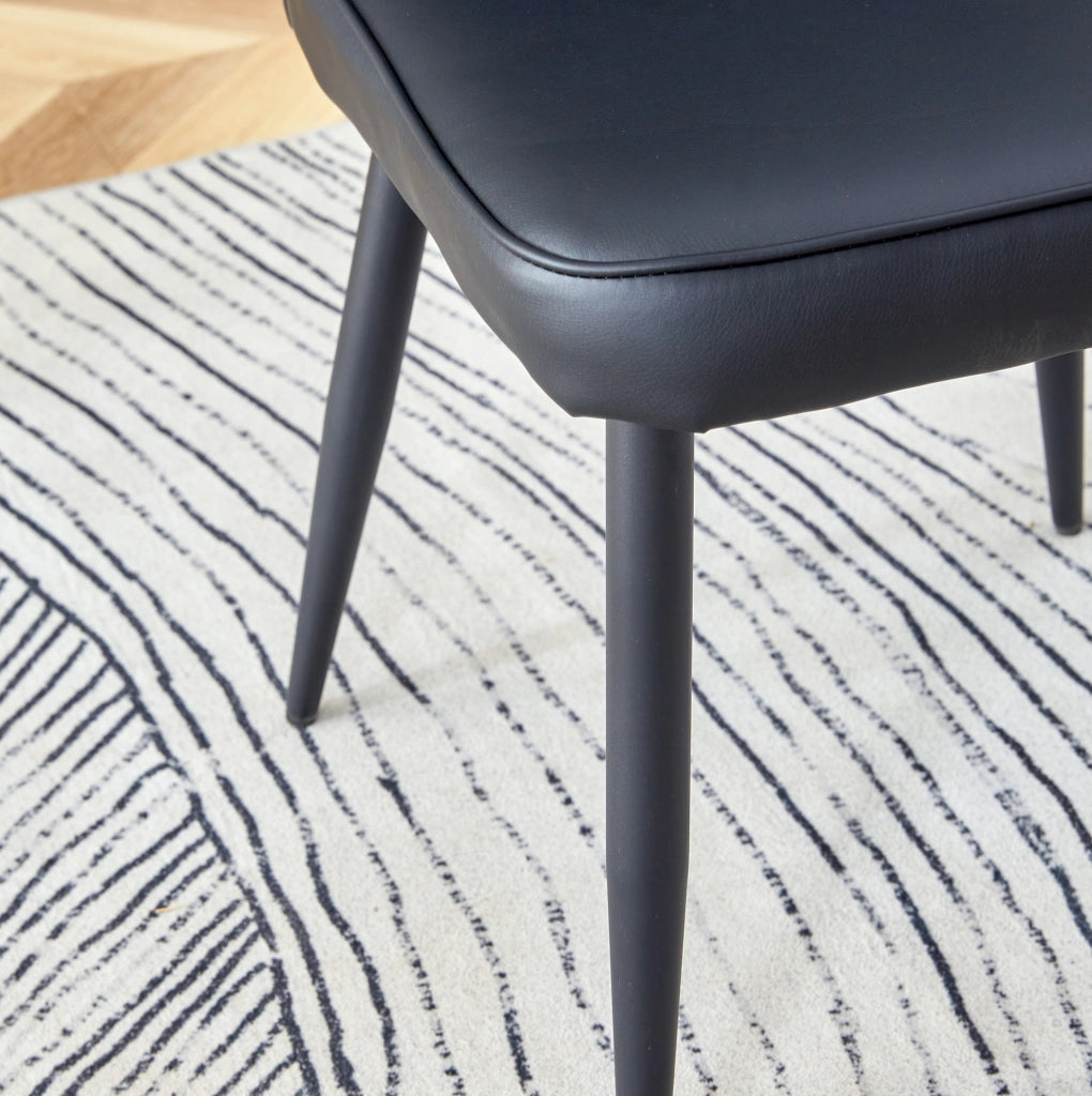Set tavolo rotondo Ø100 cm con 2 sedie in PU nero; MDF e vetro