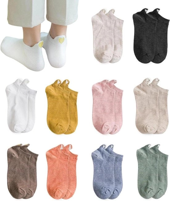 Set di 10 Calze Amichevoli per Donna in Diverse Colori. Calze Calde con Tema d'Amore.