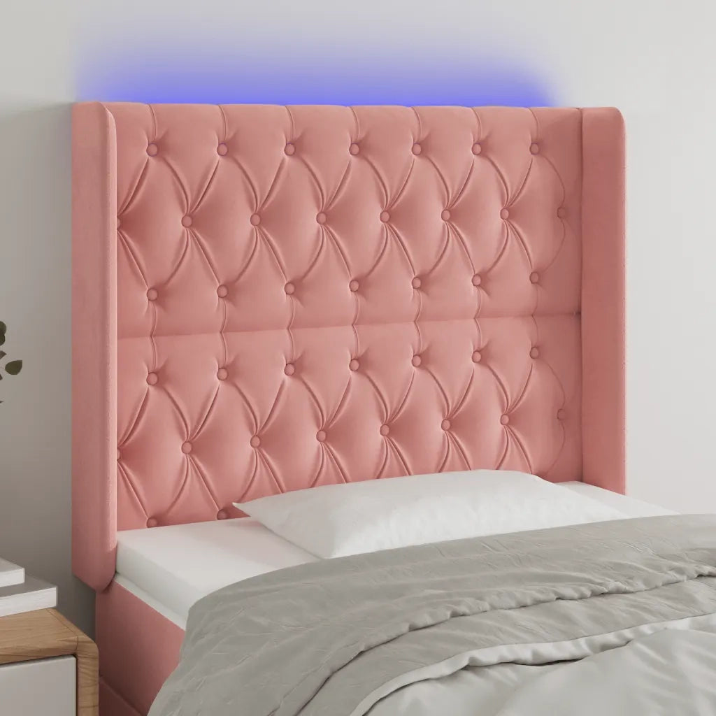 Testiera | Testata a LED rosa 103x16x118/128 cm in Velluto