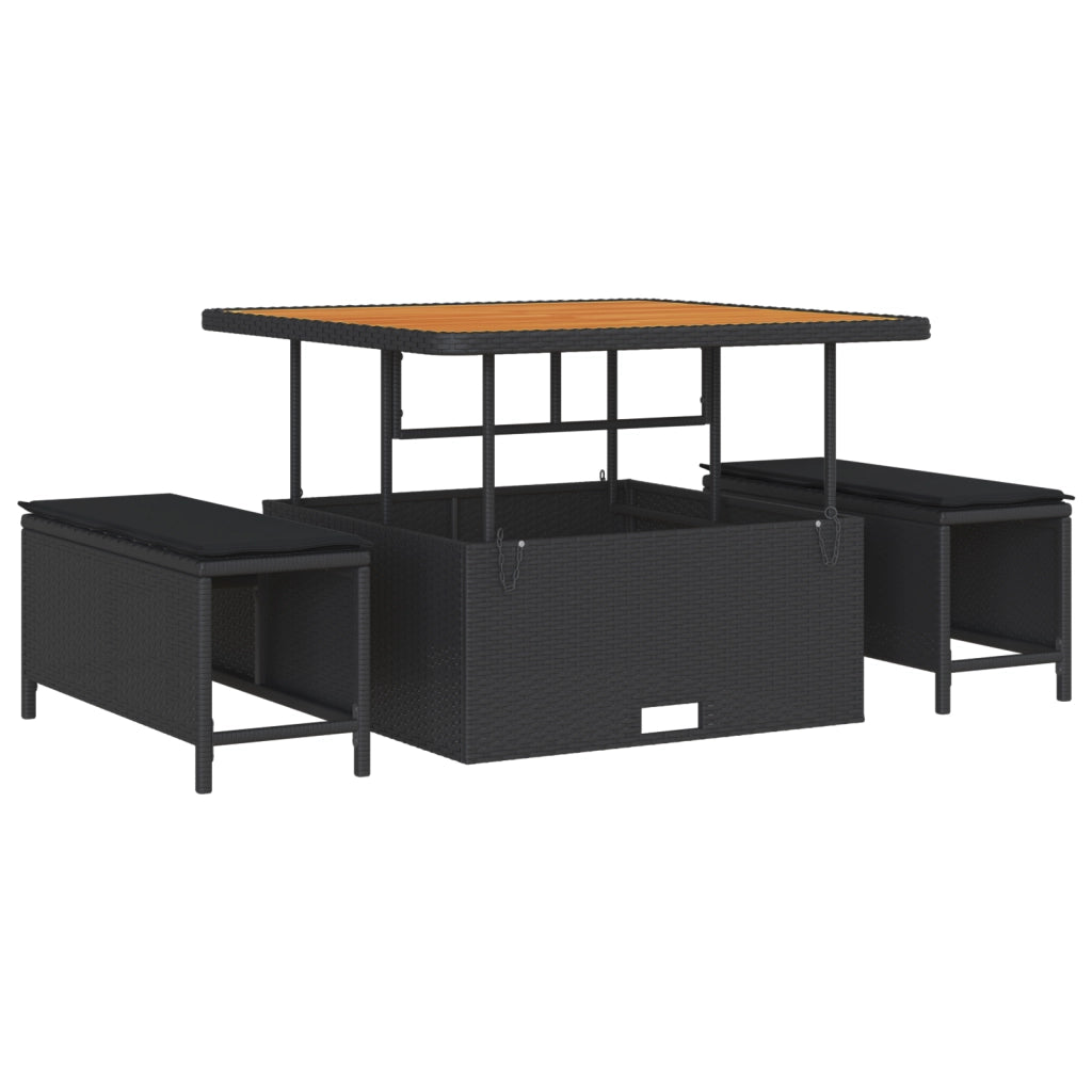 Set di divani da giardino  8 pezzi con cuscini Nero Polyrattan Acacia