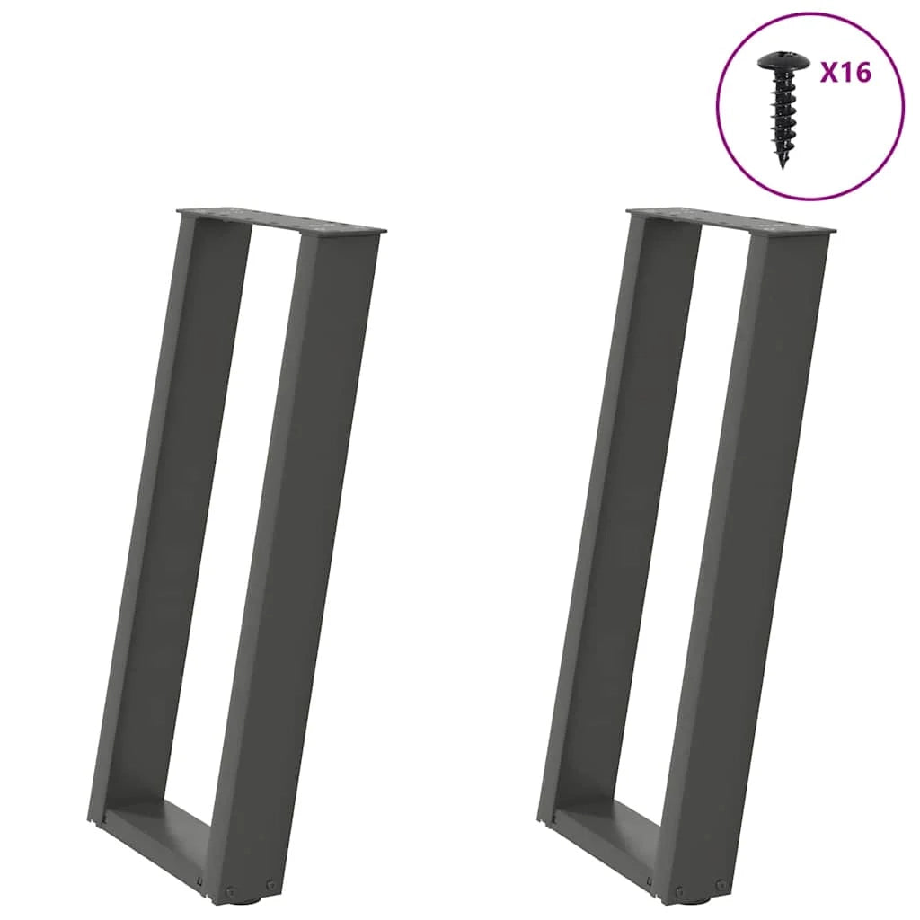 Set di 2 gambe per tavolo consolle a forma di U 38 x 72 cm con livellatore regolabile design moderno in acciaio antracite 02_0057064