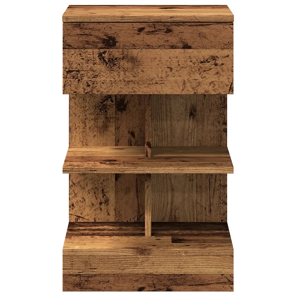 Set di 2 Comodini | Armadio da Notte | Mobiletto da notte in Legno Vecchio 40x35x65 cm in Legno Multistrato