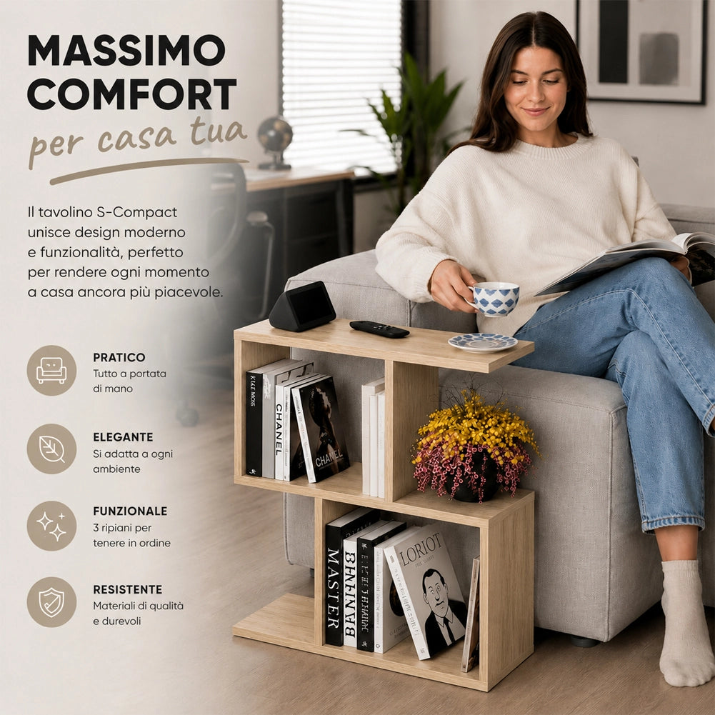 Tavolino da Caffè Rovere Tavolo S Divano Soggiorno Design Moderno 60x60x19.5 cm
