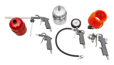 Zipper ZI-COMZUB5 Accessori per Compressore 5 Pezzi con Pistola Aria Tubo 3 m e Manometro colore Nero